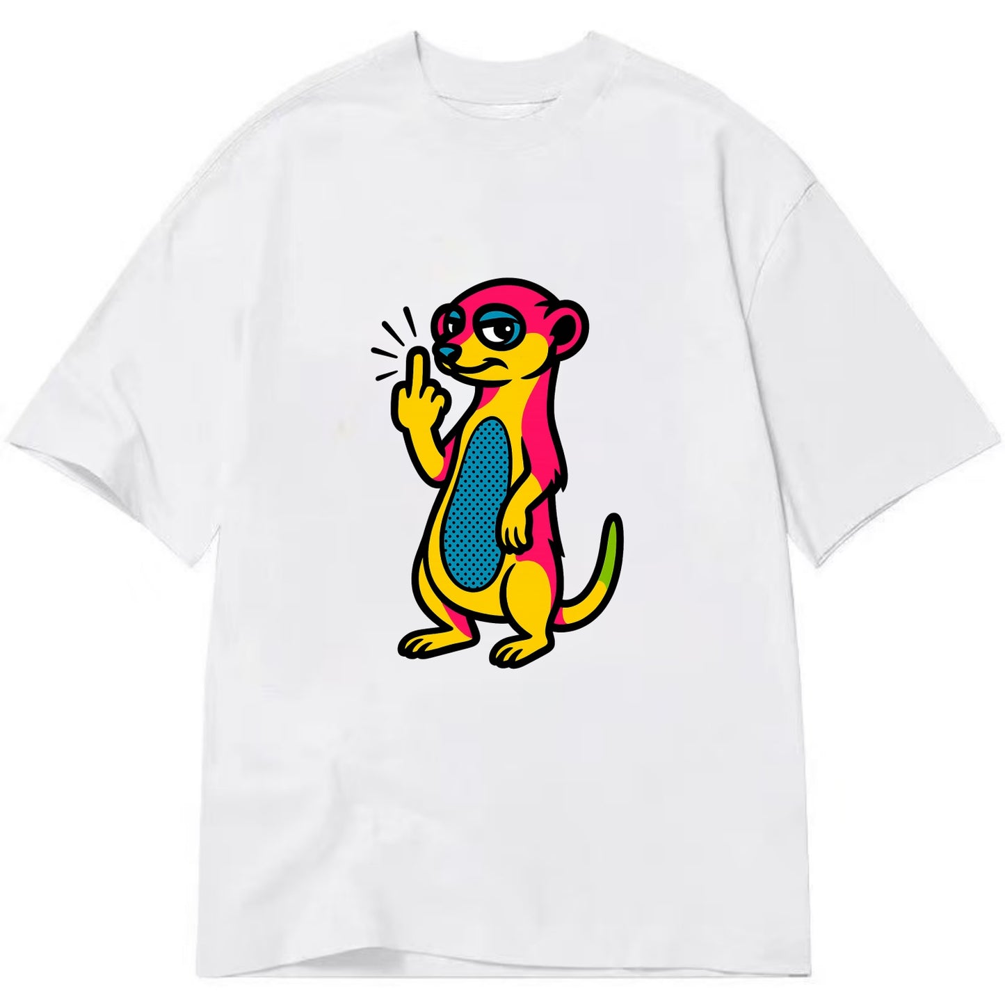 cute meerkat standing guard on hind legs, one front paw raised in sassy salute - Classic T-shirt - White