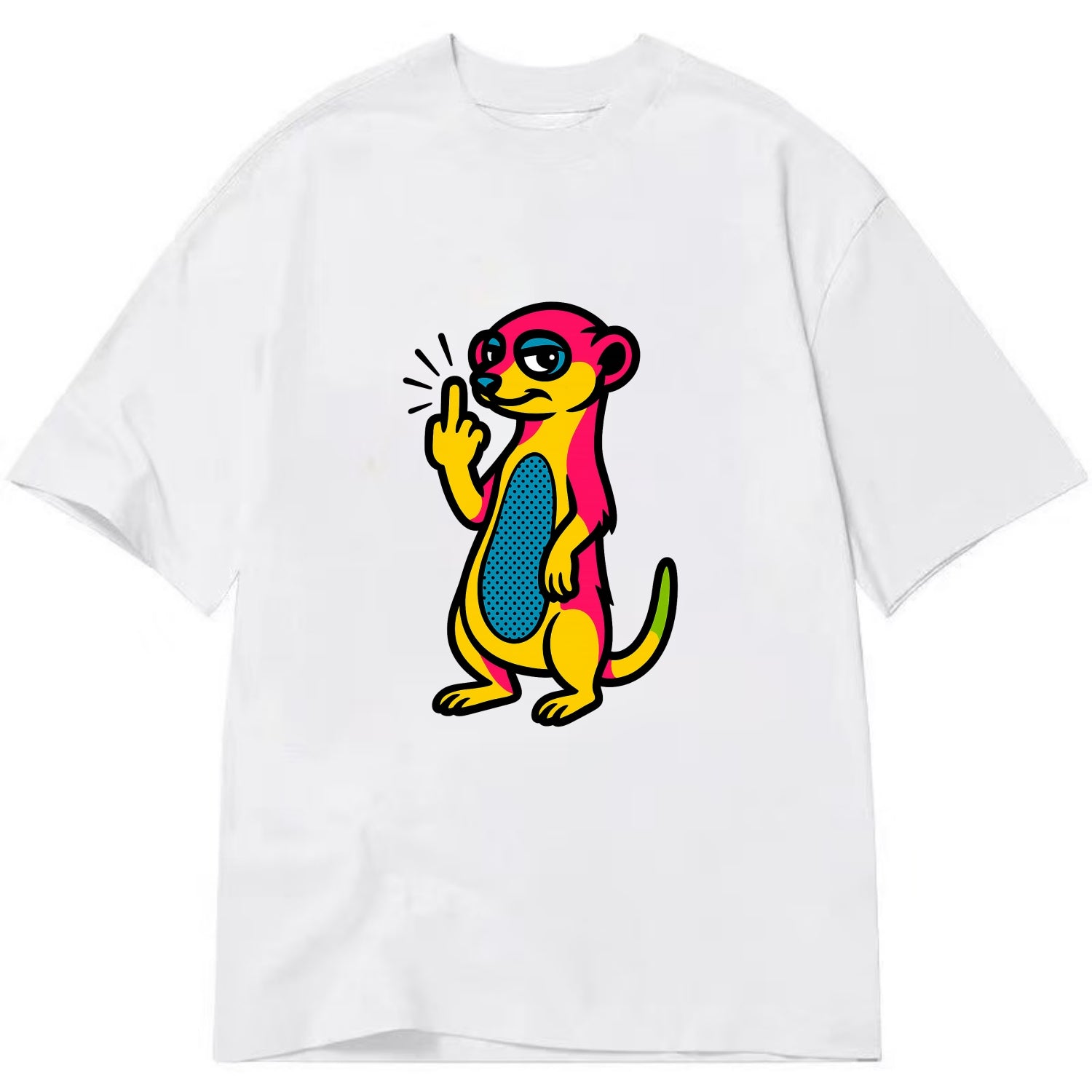 cute meerkat standing guard on hind legs, one front paw raised in sassy salute - Classic T-shirt - White