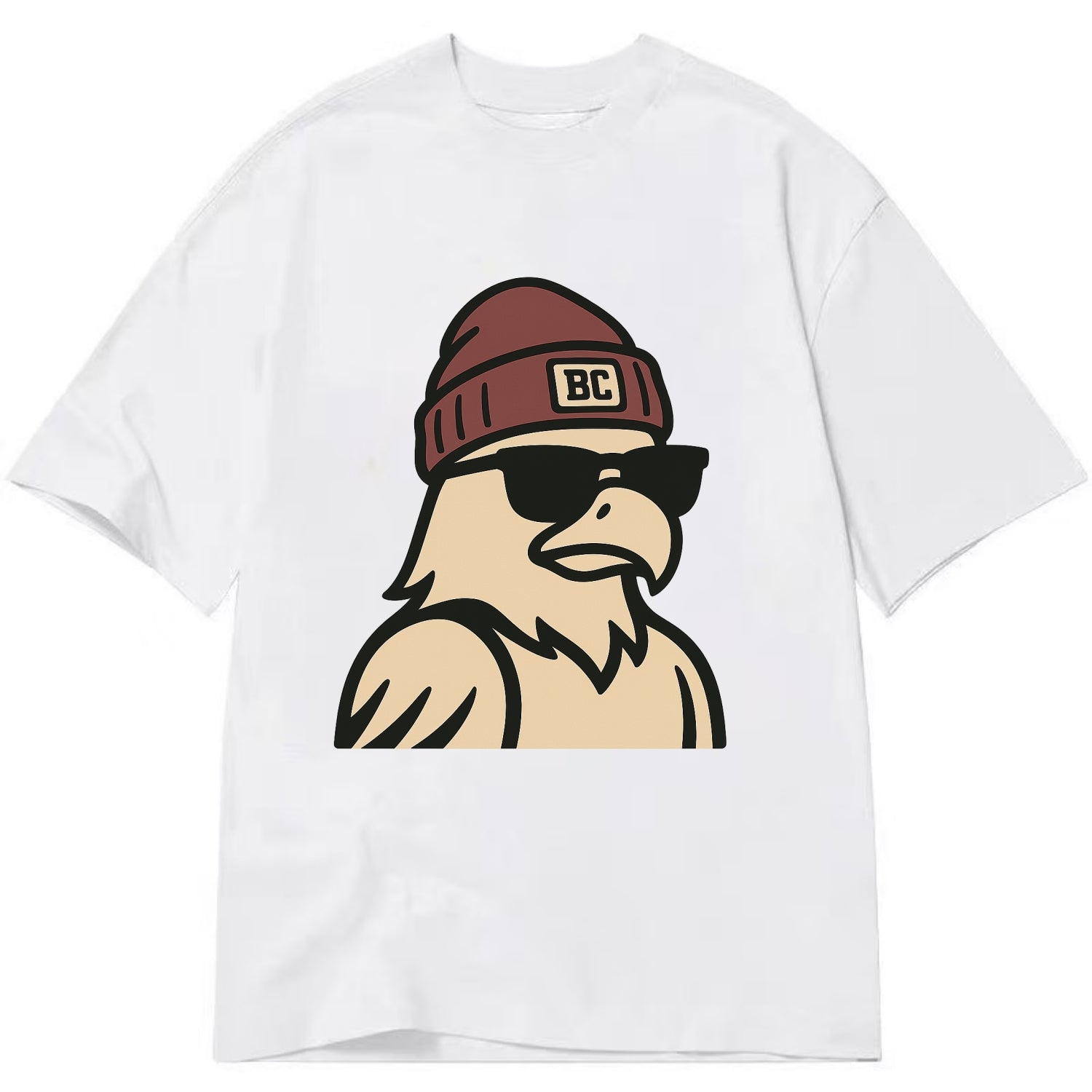 Chestnut Hill Eagle wearing Boston College beanie with BC patch - Classic T-shirt - White