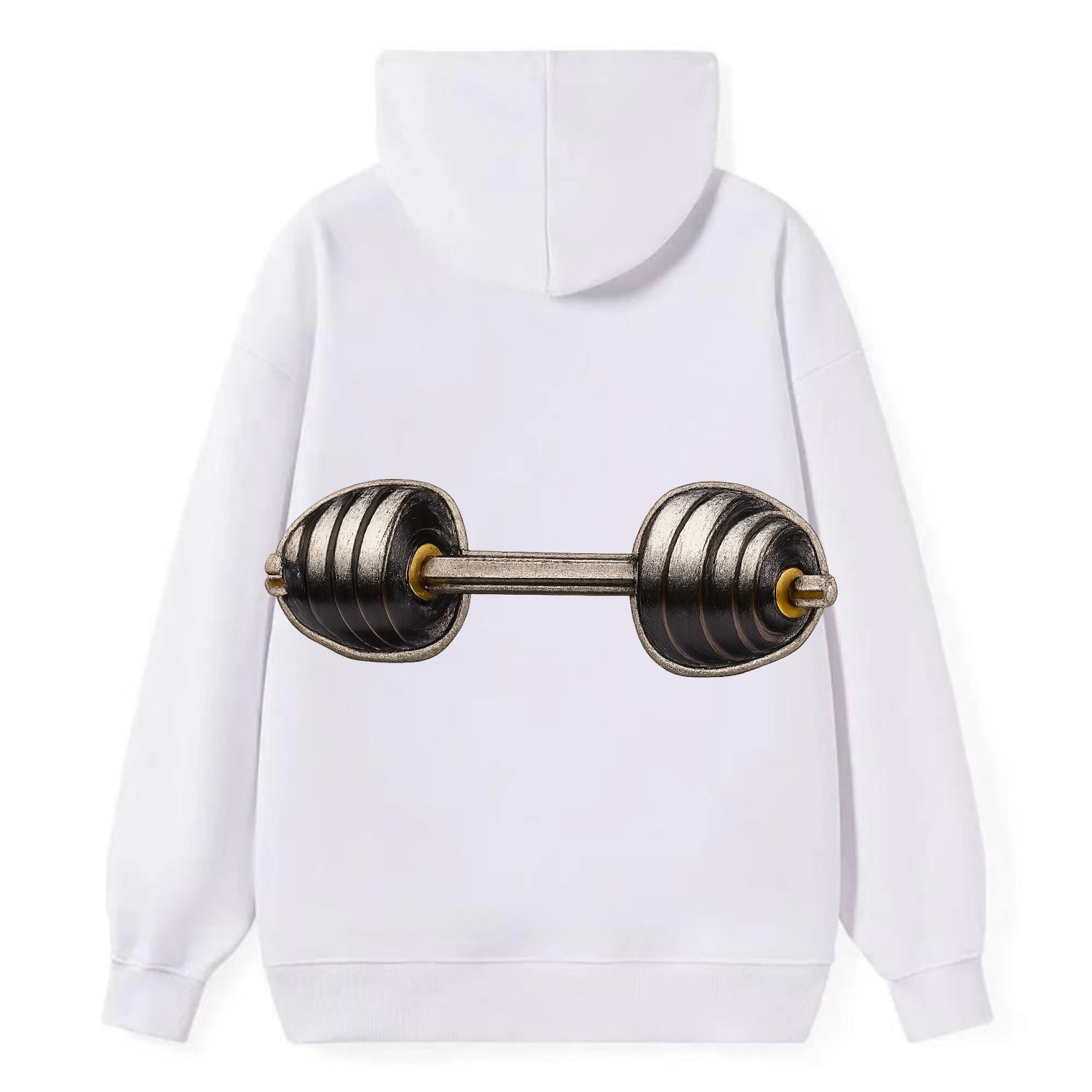 WEIGHTLIFTING BARBELL - heavy barbell with plates in silver and black , - Classic Pullover Hoodie - White