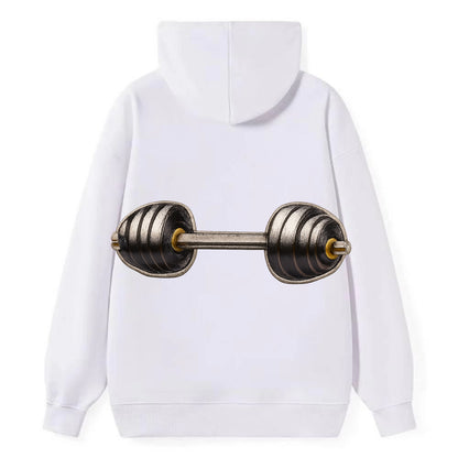 WEIGHTLIFTING BARBELL - heavy barbell with plates in silver and black , - Classic Pullover Hoodie - White