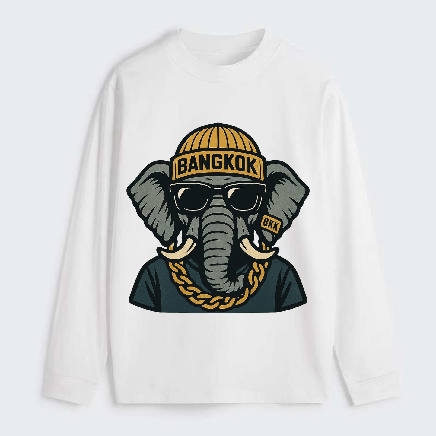 Bangkok Elephant - Classic Long Sleeve Shirt - White