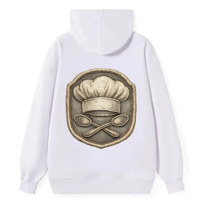 COOKING CHEF HAT - toque blanche with crossed spoons in white and silver - Classic Pullover Hoodie - White