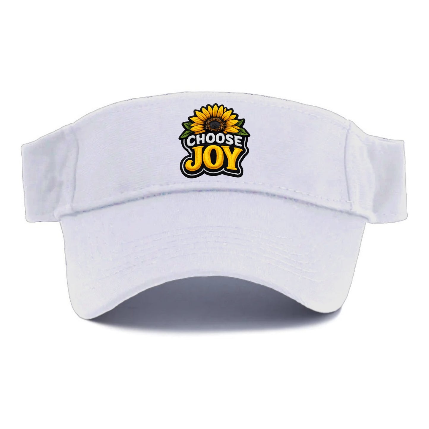 CHOOSE JOY - sunflower with text in yellow , happiness choice - Visor - White