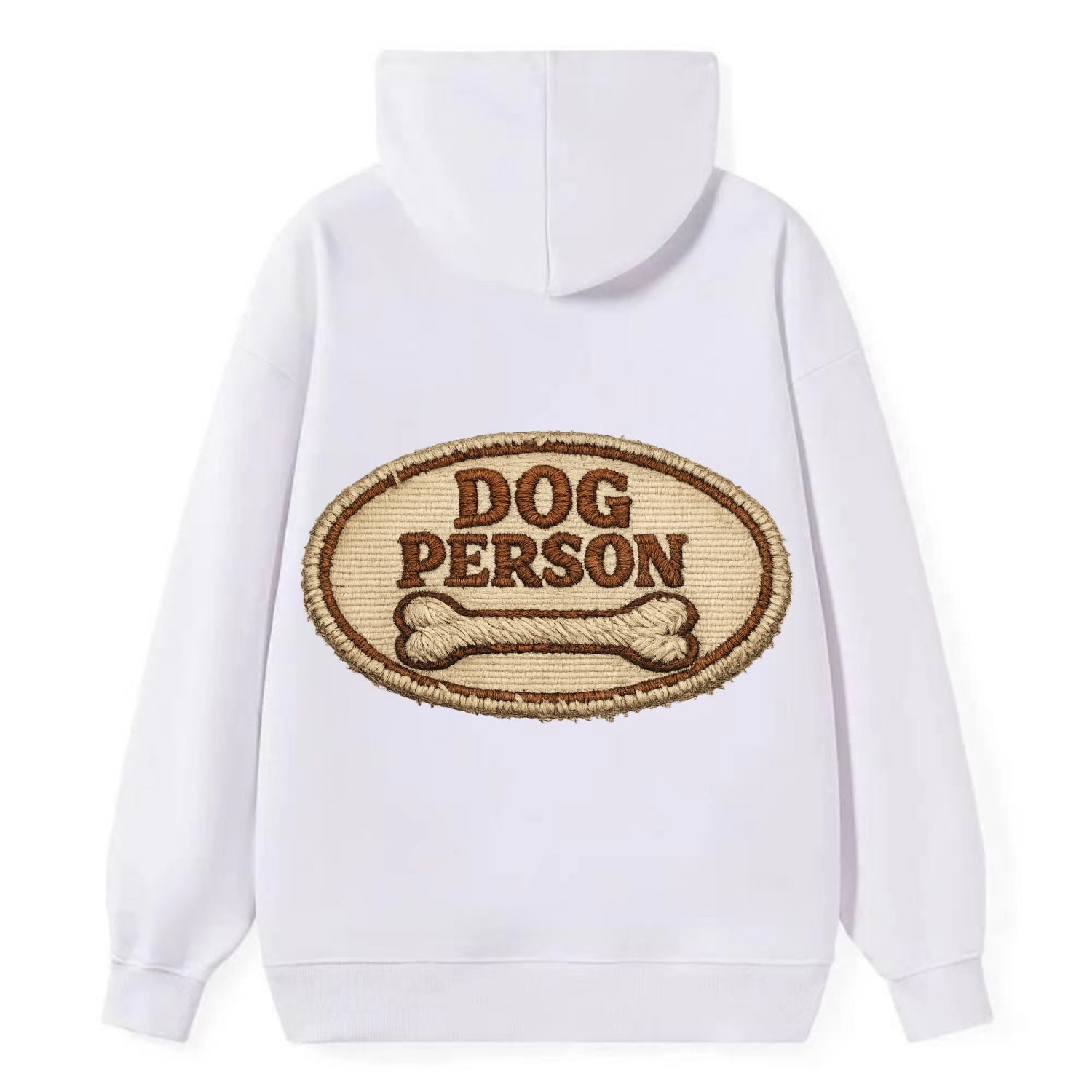 DOG PERSON - simple text with bone in brown , team dog - Classic Pullover Hoodie - White
