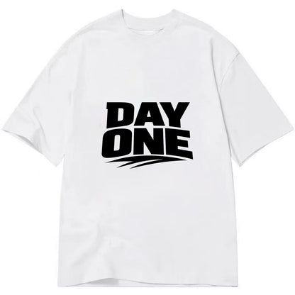 Bold typography design - "DAY ONE" - original friend, from the start - Classic T-shirt - White
