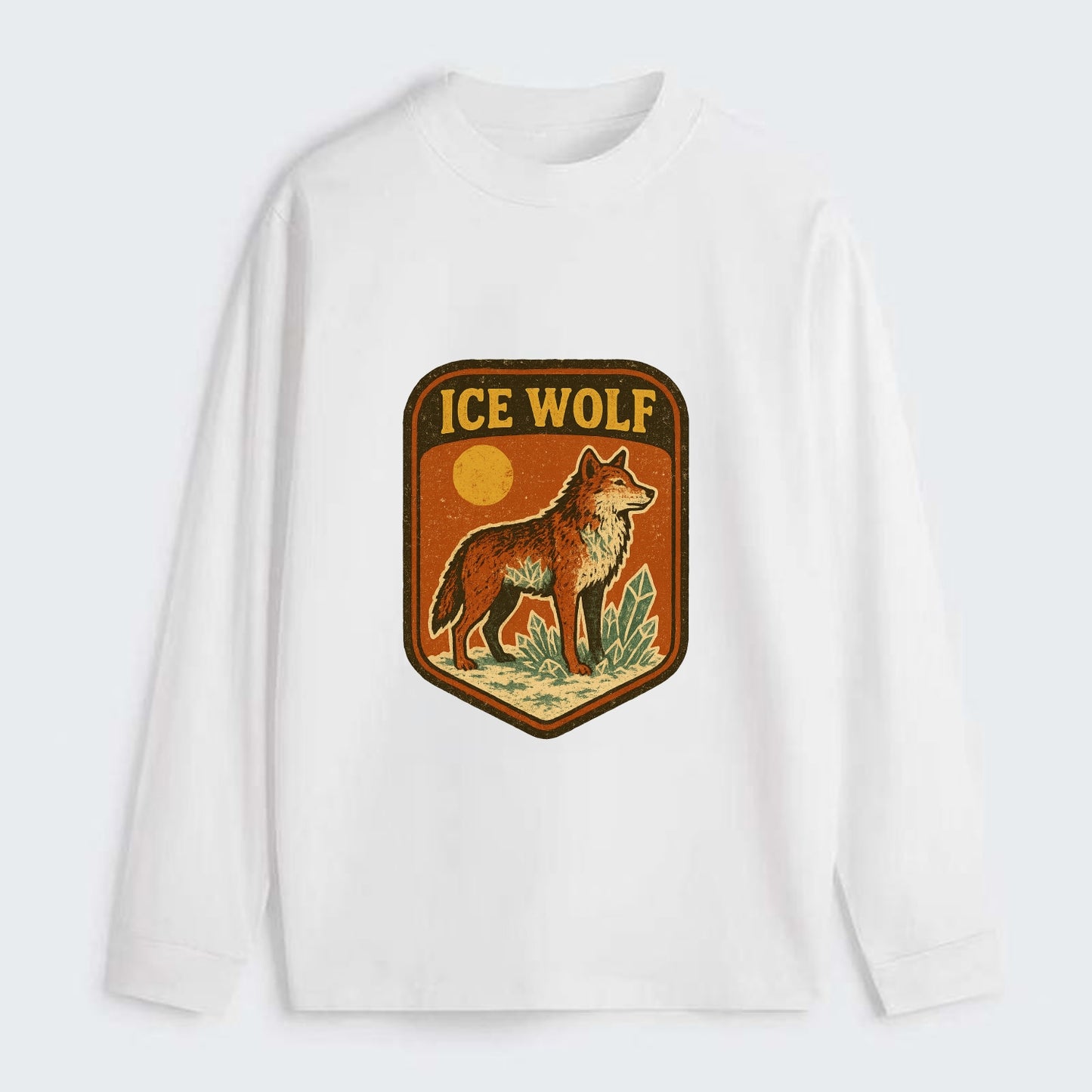 Ice Wolf Crystal  - Classic Long Sleeve Shirt - White