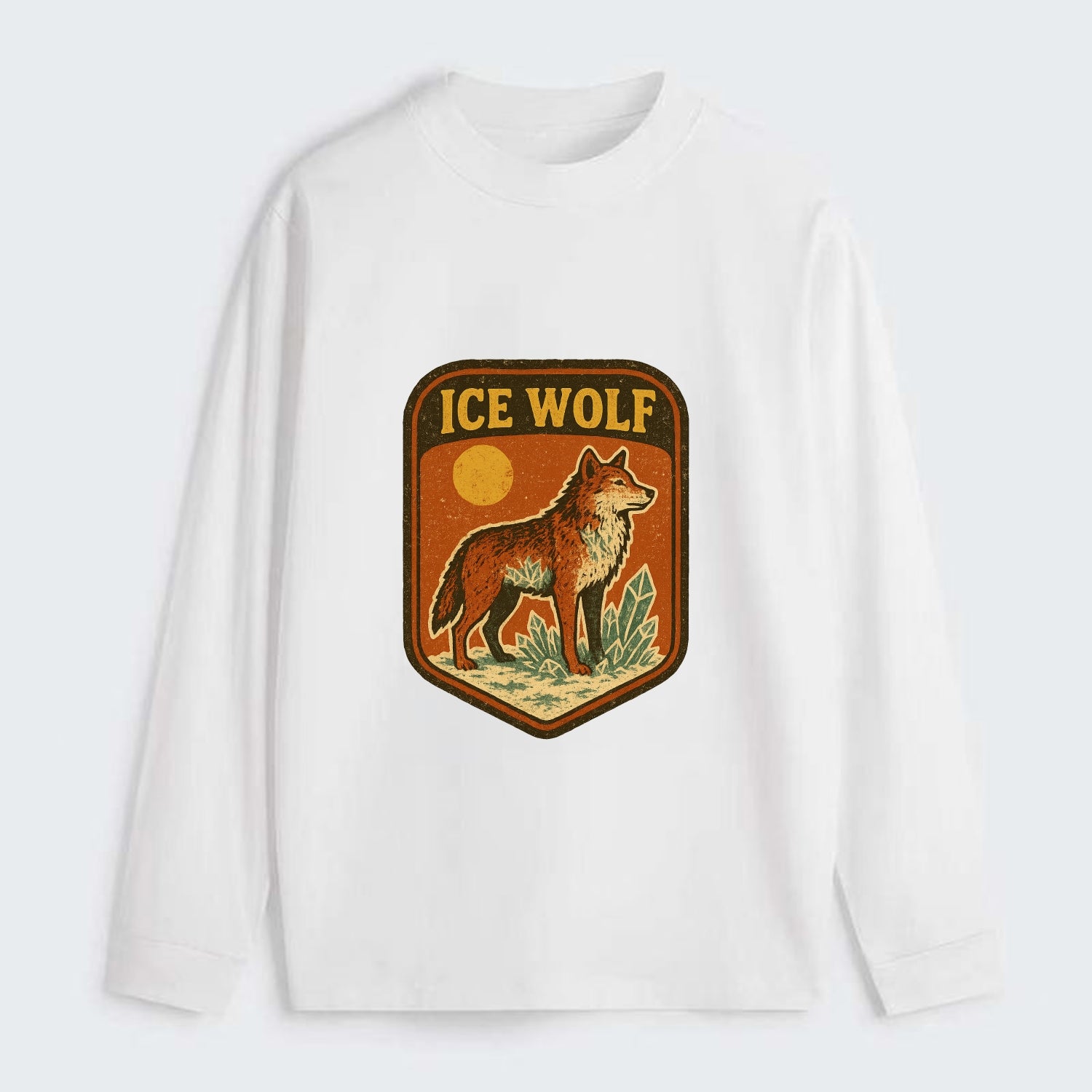 Ice Wolf Crystal  - Classic Long Sleeve Shirt - White