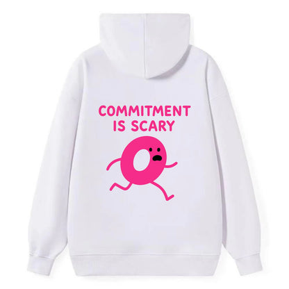COMMITMENT IS SCARY | Terrified ring running away - Classic Pullover Hoodie - White