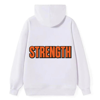 Bold typography design - "STRENGTH" - inner power, resilience, fortitude - Classic Pullover Hoodie - White