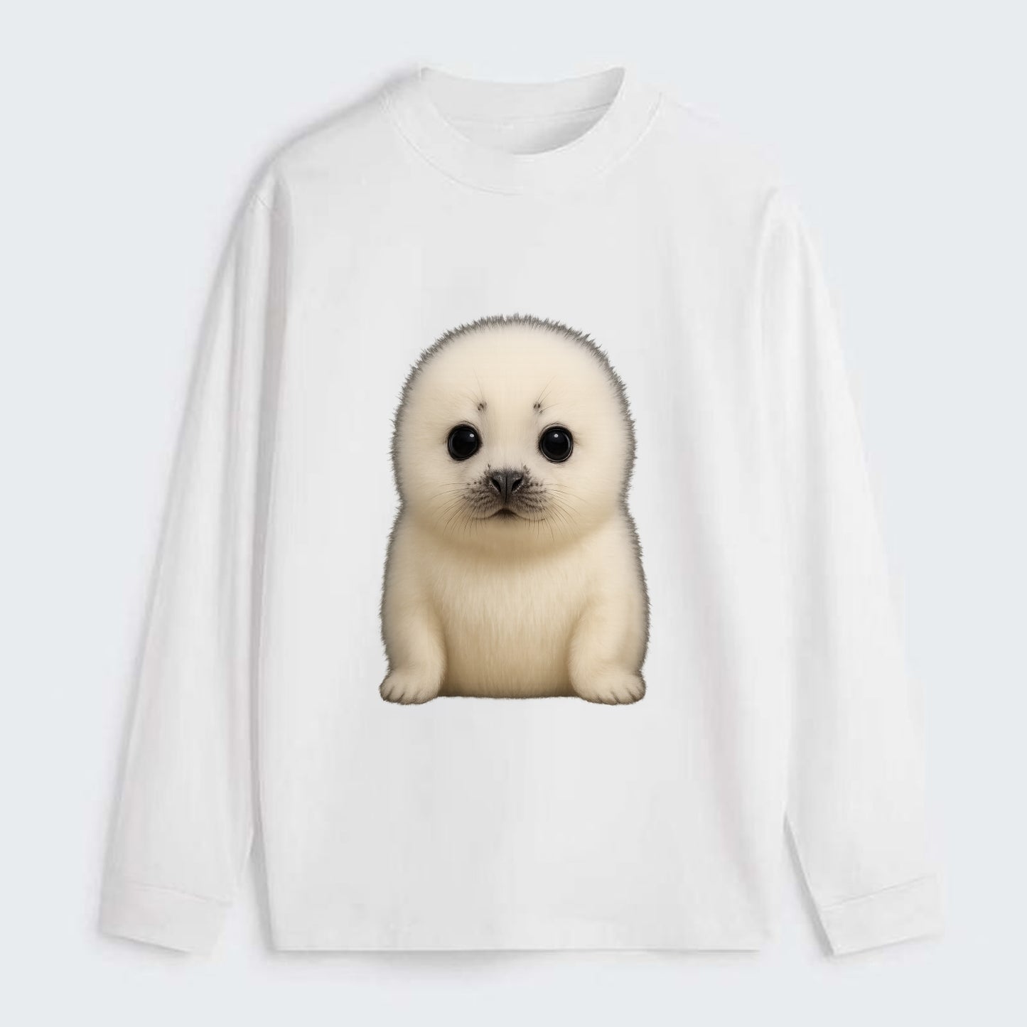 Baby Harp Seal - pure white fluffy fur, enormous dark eyes, - Classic Long Sleeve Shirt - White