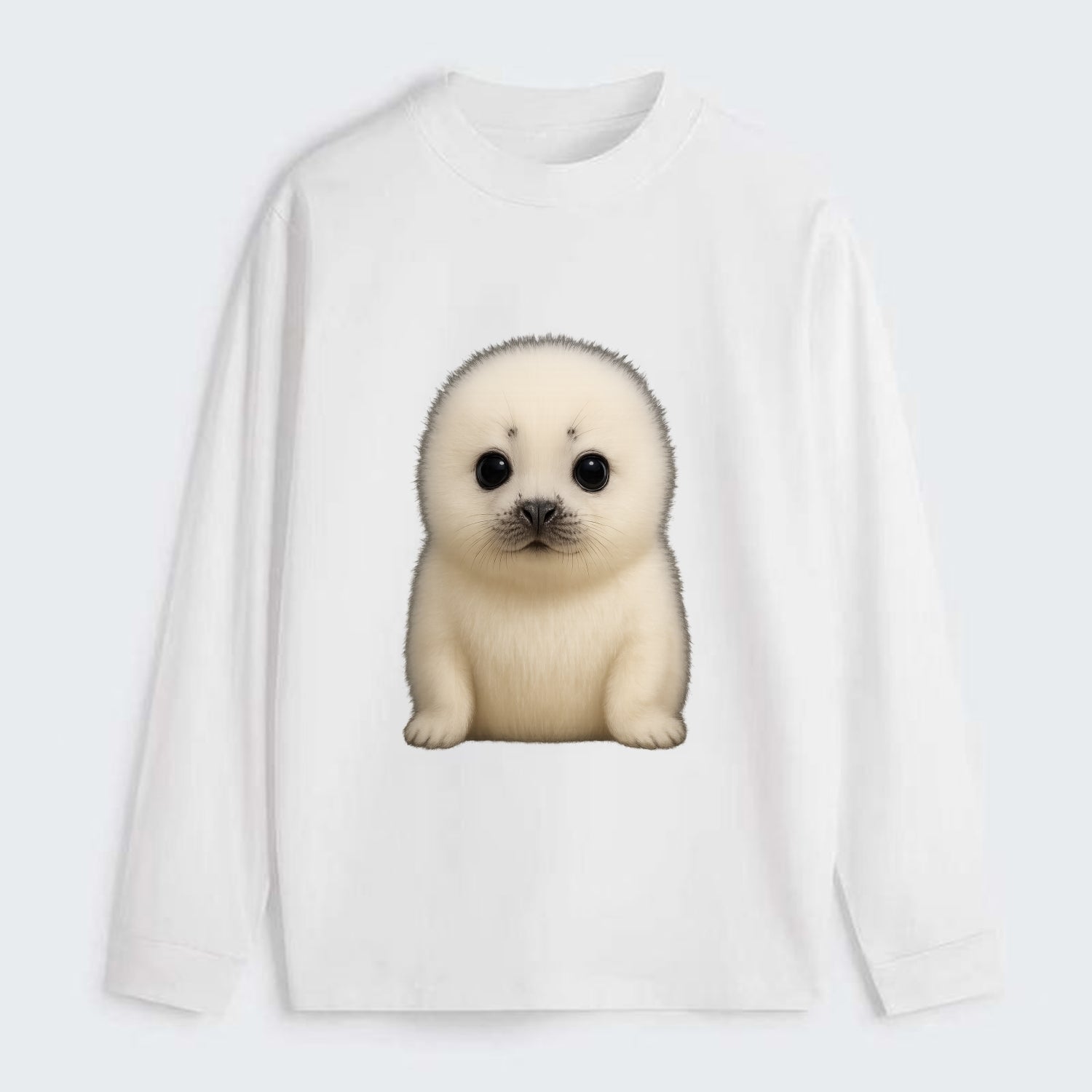 Baby Harp Seal - pure white fluffy fur, enormous dark eyes, - Classic Long Sleeve Shirt - White