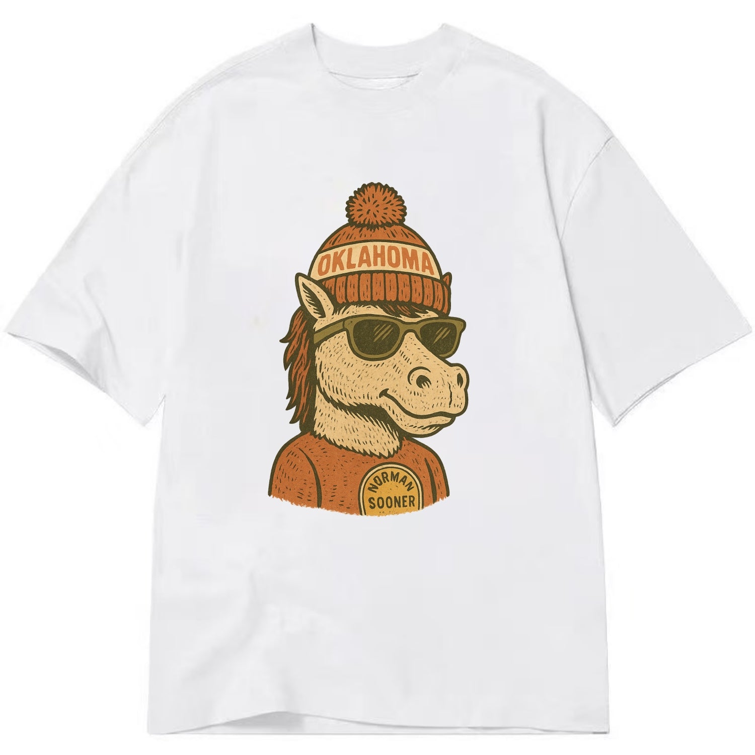Norman Sooner Horse wearing Oklahoma bea - Classic T-shirt - White