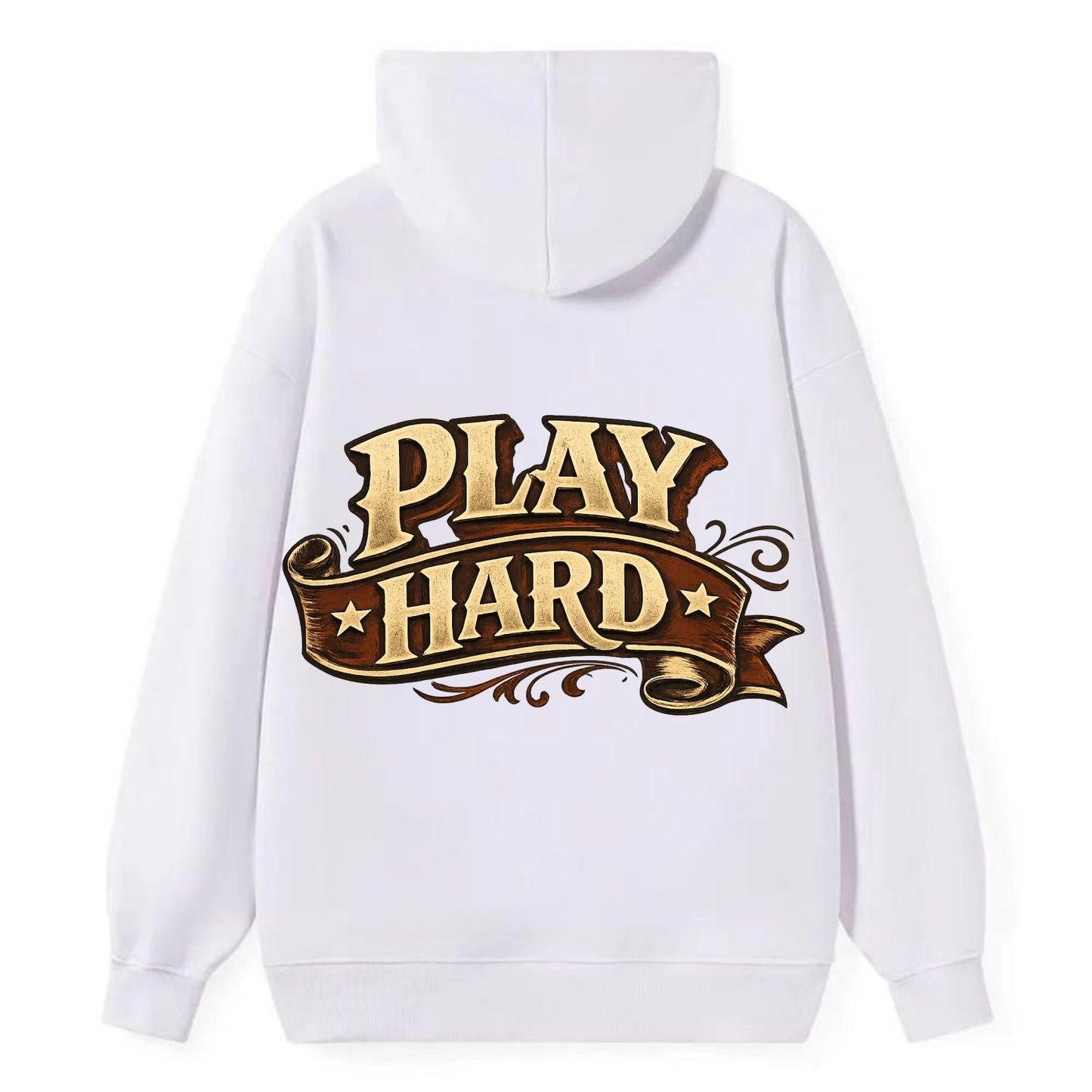 Bold typography design - "PLAY HARD" - giving your all, full effort - Classic Pullover Hoodie - White