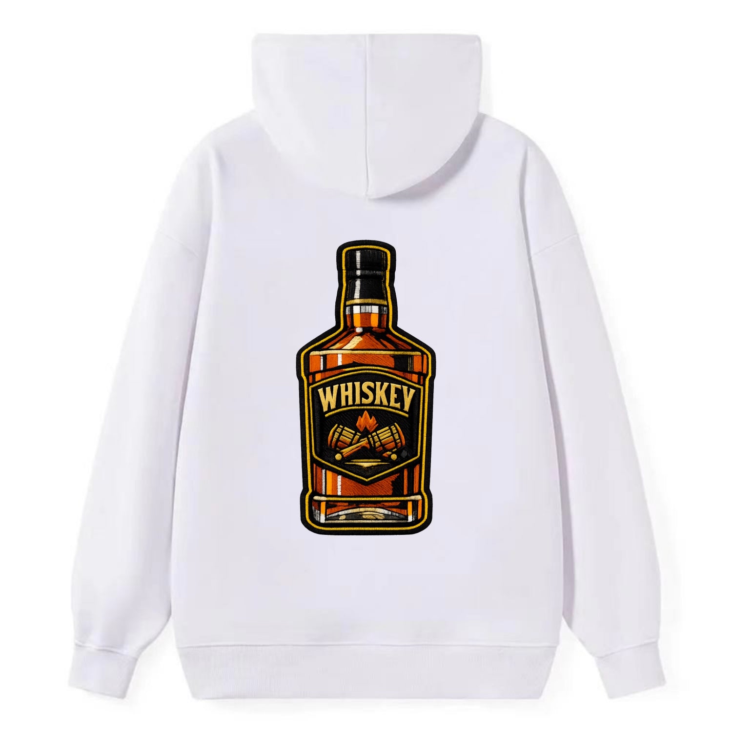WHISKEY BOTTLE - bourbon bottle in amber and gold , spirits connoisseur - Classic Pullover Hoodie - White