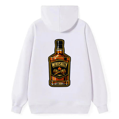 WHISKEY BOTTLE - bourbon bottle in amber and gold , spirits connoisseur - Classic Pullover Hoodie - White