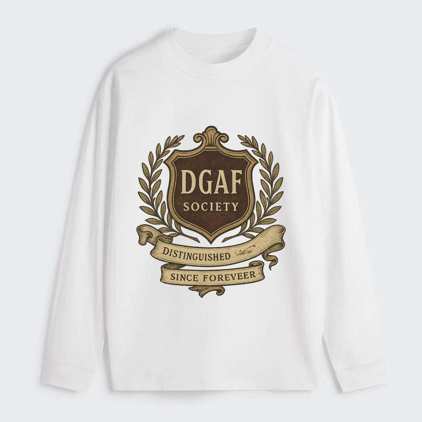 Official membership card design - "DGAF Society - Distinguished Members - Classic Long Sleeve Shirt - White