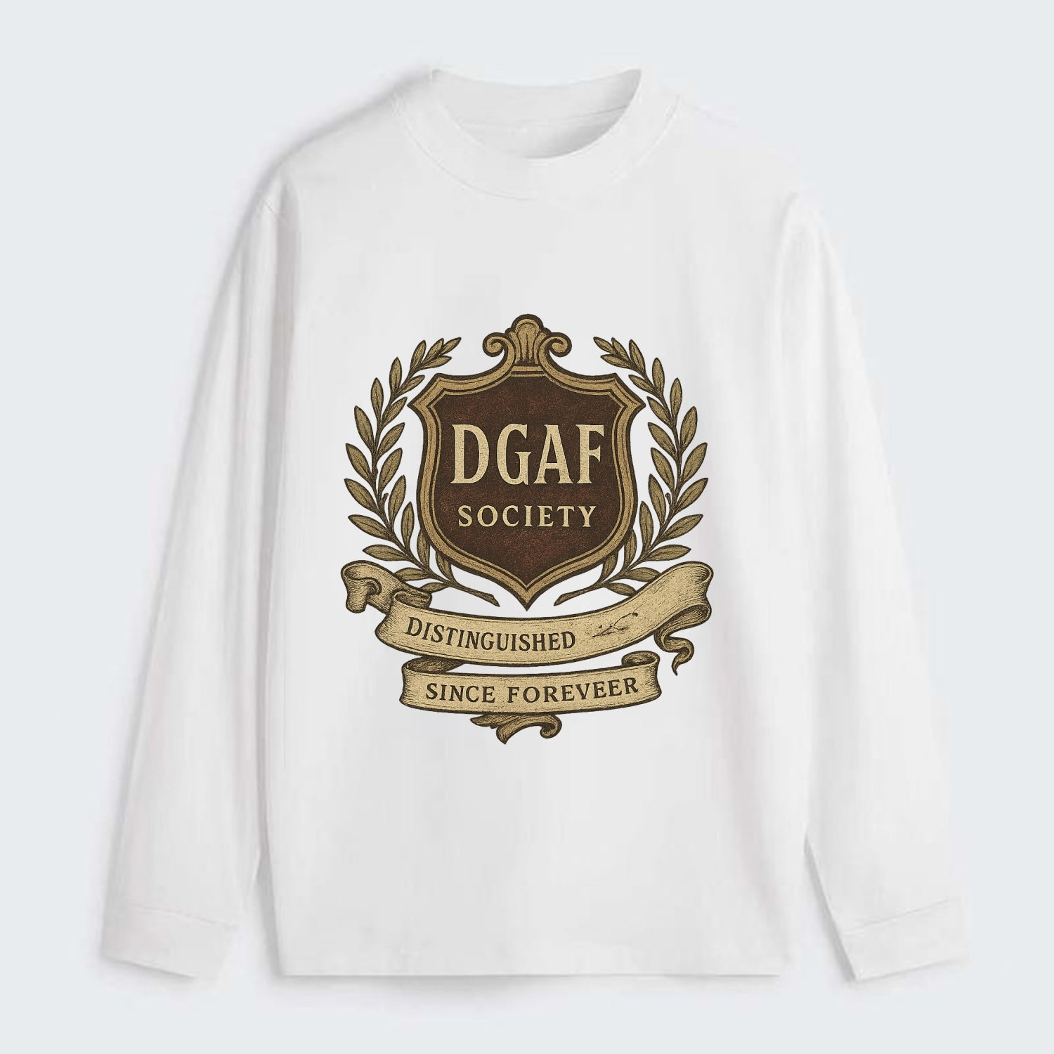 Official membership card design - "DGAF Society - Distinguished Members - Classic Long Sleeve Shirt - White