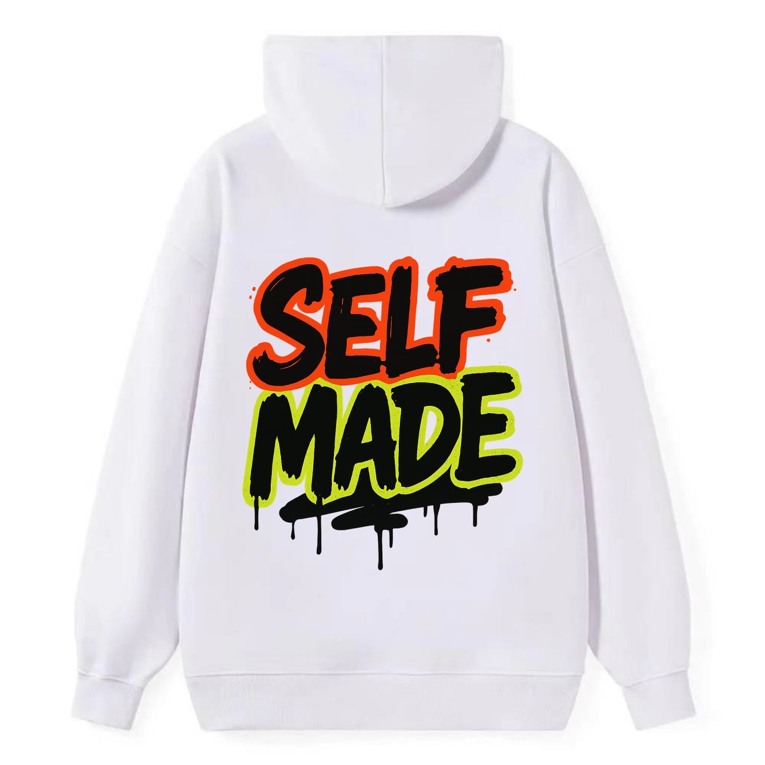 Bold typography design - "SELF MADE" - built from nothing, earned success - Classic Pullover Hoodie - White