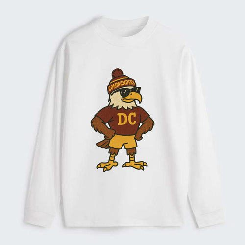 DC Eagle wearing Commanders burgundy and gold beanie with pom pom and - Classic Long Sleeve Shirt