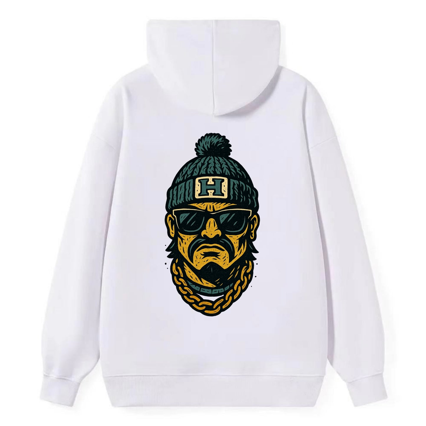 Honolulu Warrior wearing Hawaii beanie with H patch - Classic Pullover Hoodie - White