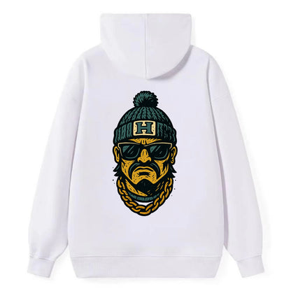 Honolulu Warrior wearing Hawaii beanie with H patch - Classic Pullover Hoodie - White