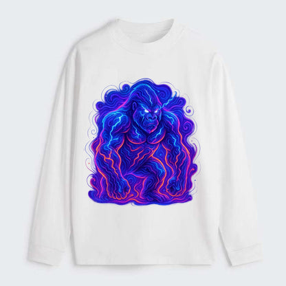 Mighty gorilla with electricity flowing through defined muscles, - Classic Long Sleeve Shirt - White