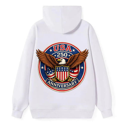 Usa 250 Anniversary Eagle Shield Emblem - Classic Pullover Hoodie - White