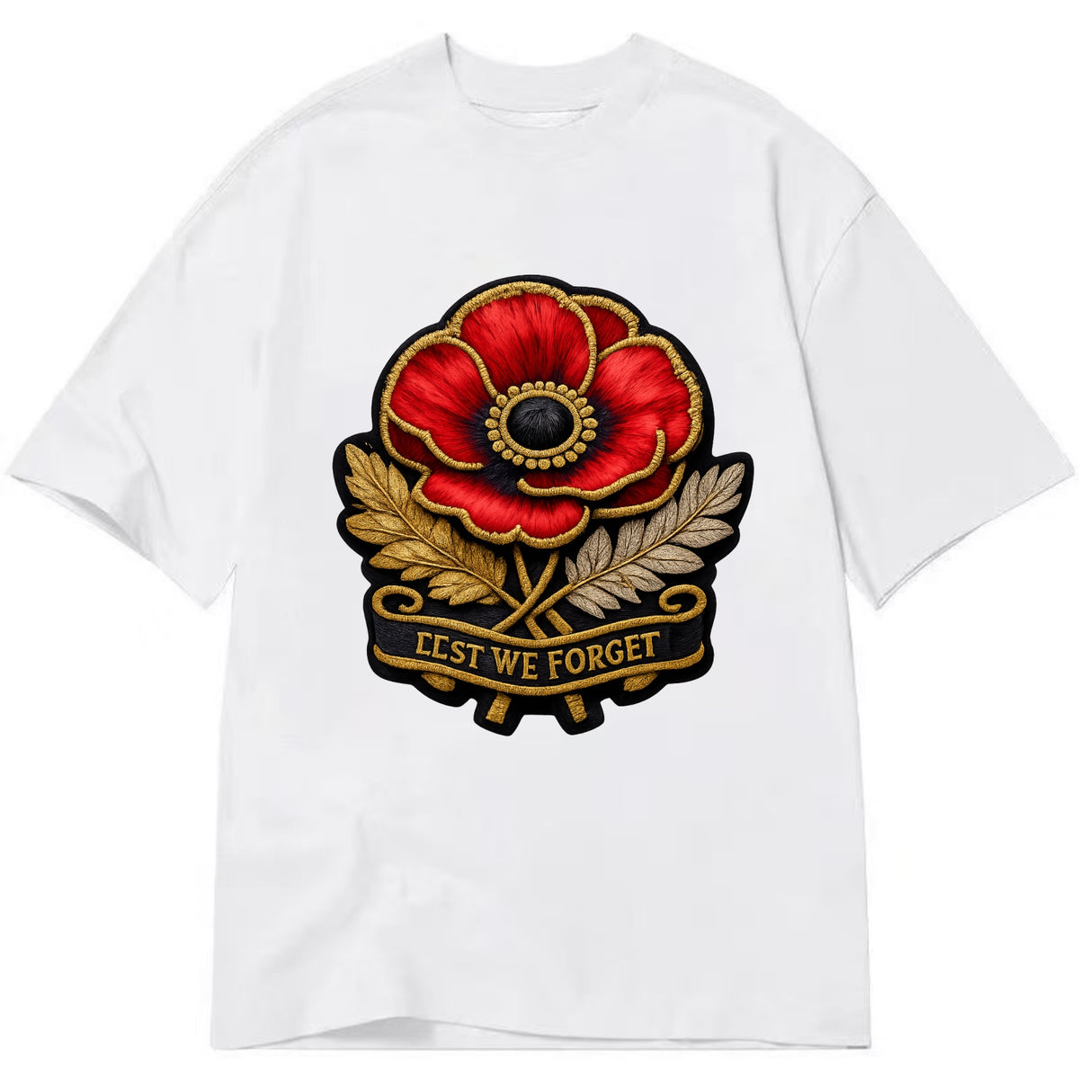MEMORIAL POPPY - red poppy flower in scarlet , remembrance - Classic T-shirt - White