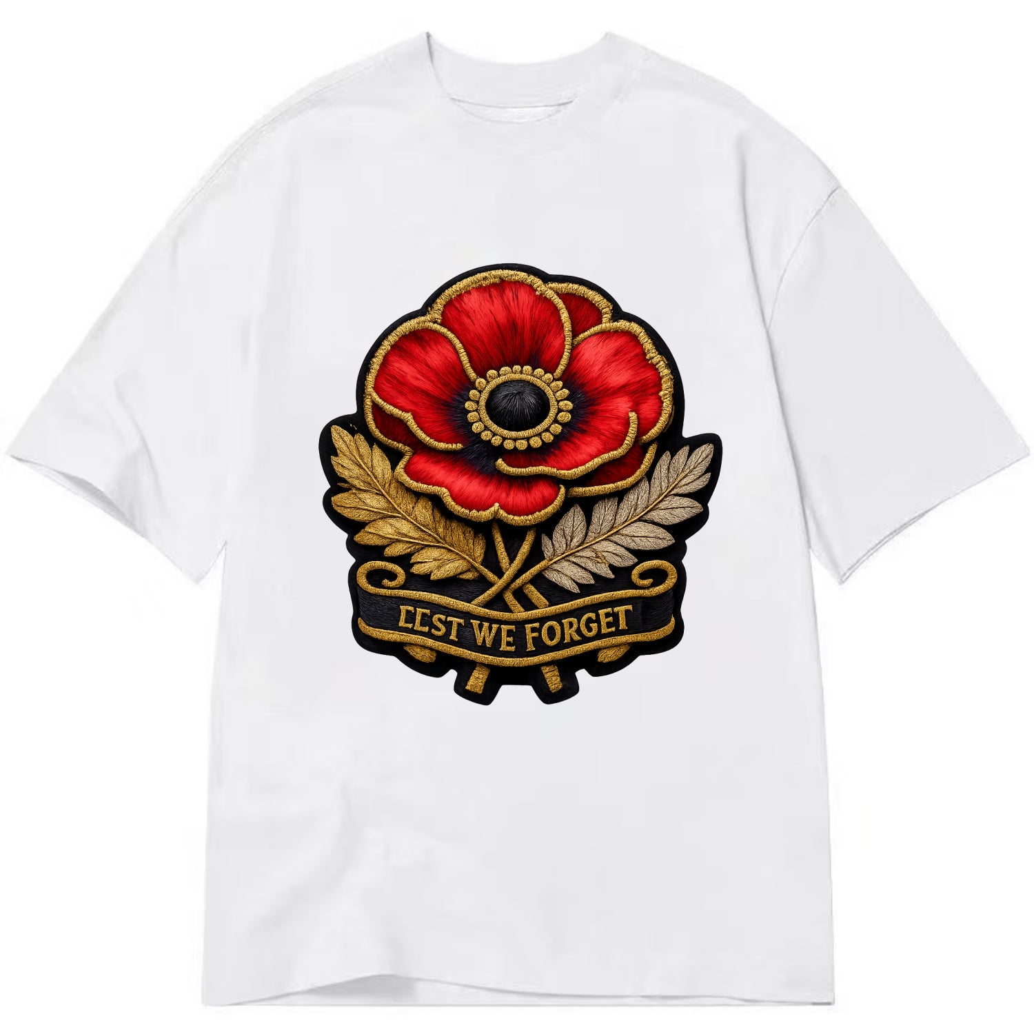 MEMORIAL POPPY - red poppy flower in scarlet , remembrance - Classic T-shirt - White