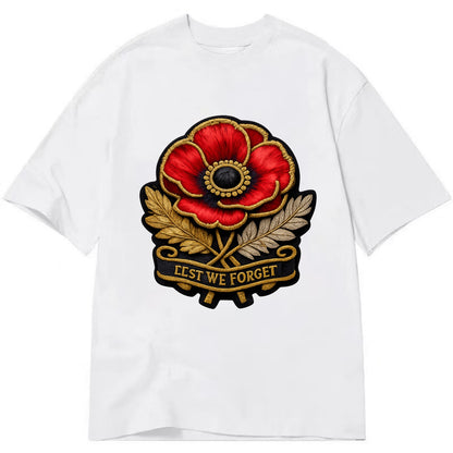 MEMORIAL POPPY - red poppy flower in scarlet , remembrance - Classic T-shirt - White