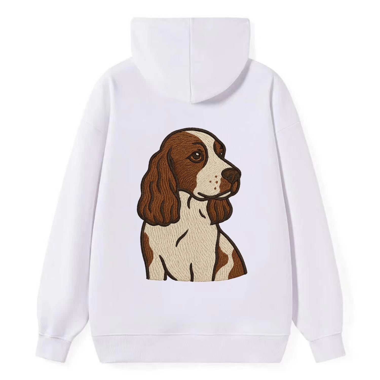 English Cocker Spaniel - Liver and white embroidered design - Classic Pullover Hoodie - White