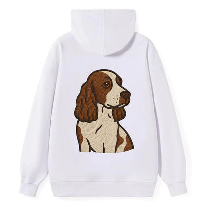 English Cocker Spaniel - Liver and white embroidered design - Classic Pullover Hoodie - White