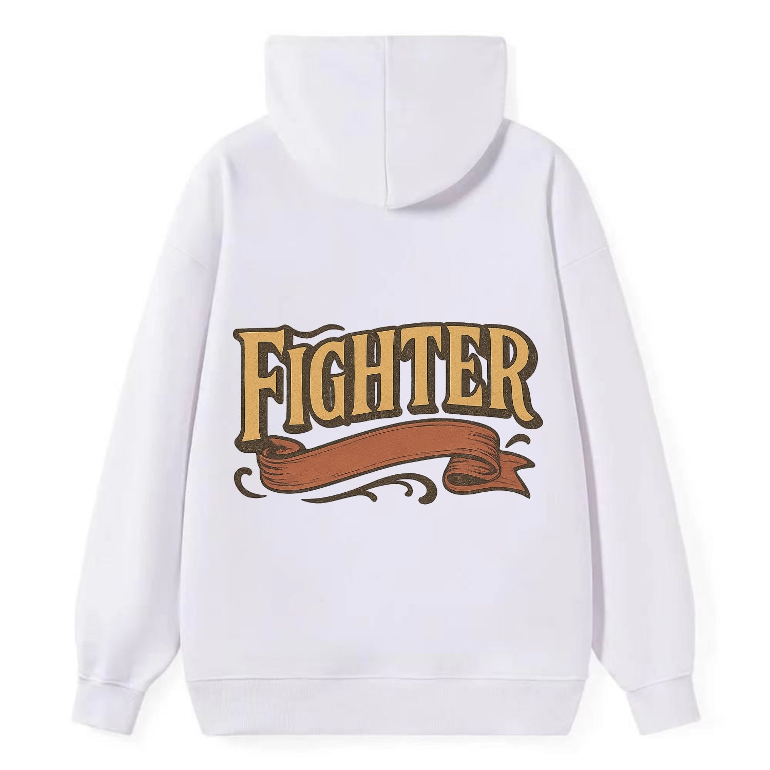 Bold typography design - "FIGHTER" - never giving up, battling on - Classic Pullover Hoodie - White