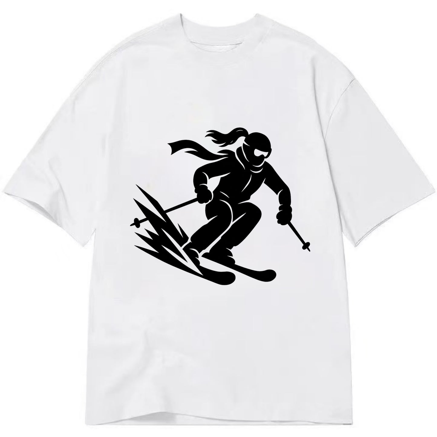 Skier carving down snowy slope - Classic T-shirt - White