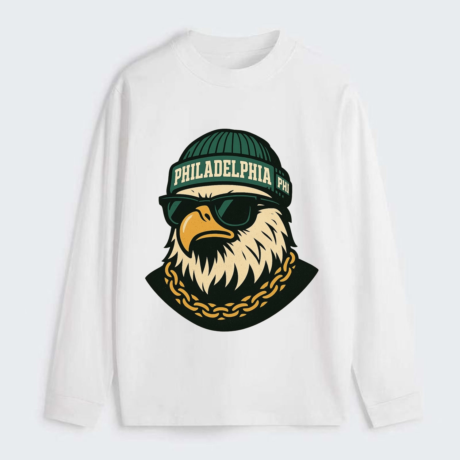 "eagle" "philadelphia" "phi" "green" "us East" - Classic Long Sleeve Shirt - White