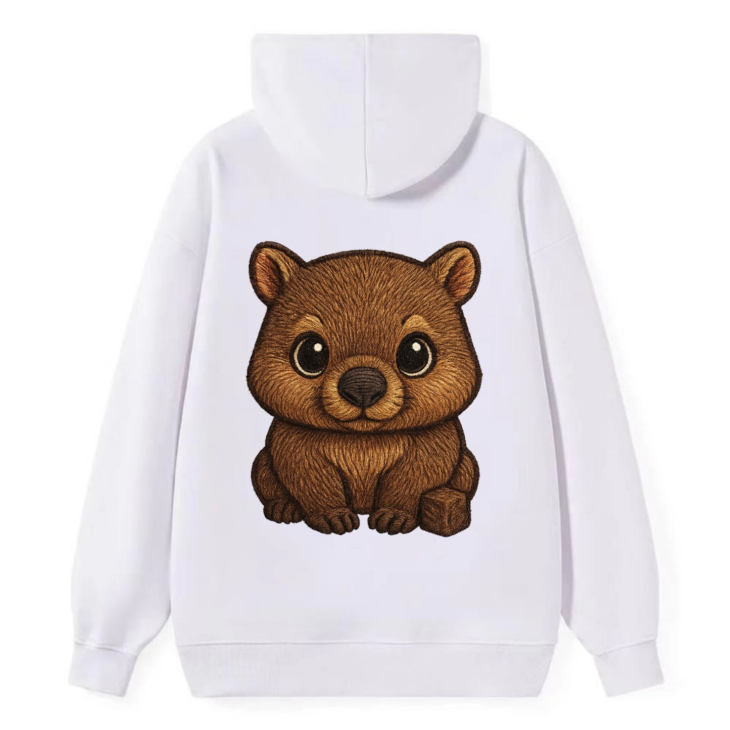 Baby Wombat - brown fur, square nose, small ears, dark eyes, - Classic Pullover Hoodie - White