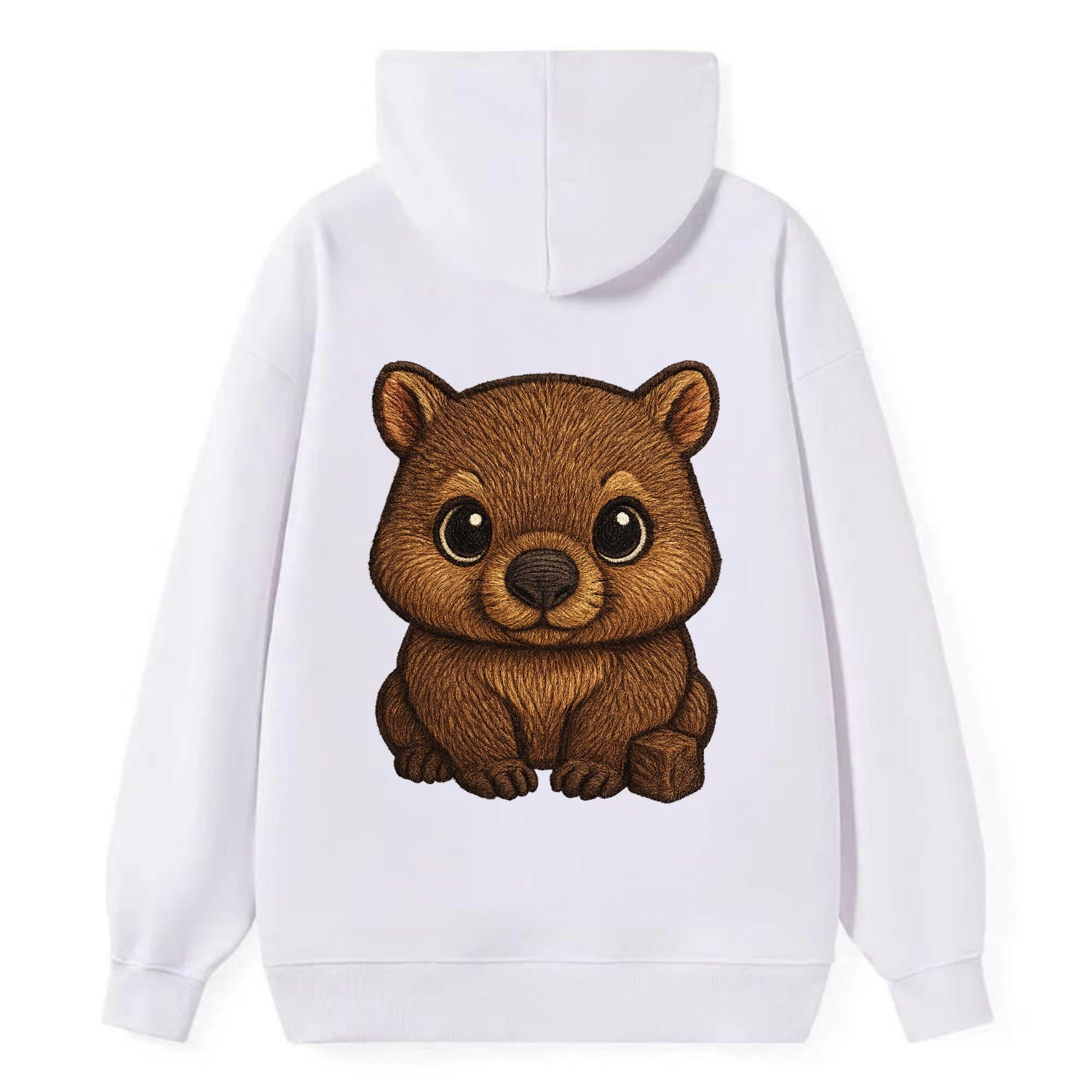 Baby Wombat - brown fur, square nose, small ears, dark eyes, - Classic Pullover Hoodie - White