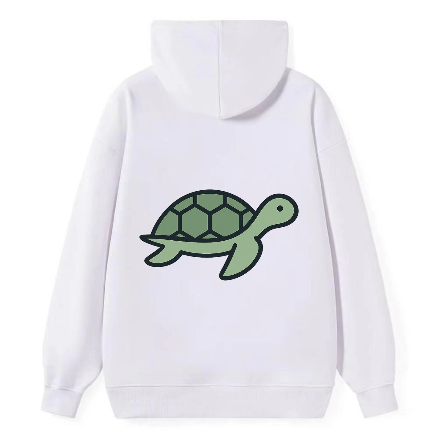 Sea Turtle - Green with shell pattern flat side profile - Classic Pullover Hoodie - White