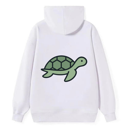 Sea Turtle - Green with shell pattern flat side profile - Classic Pullover Hoodie - White