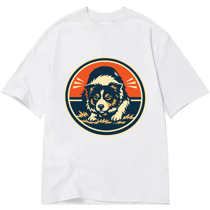 Focused Border Collie Emblem - Classic T-shirt - White