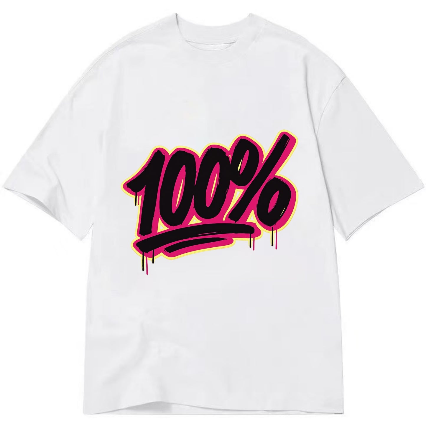 Bold typography design - "100%" - all in, fully committed - Classic T-shirt - White
