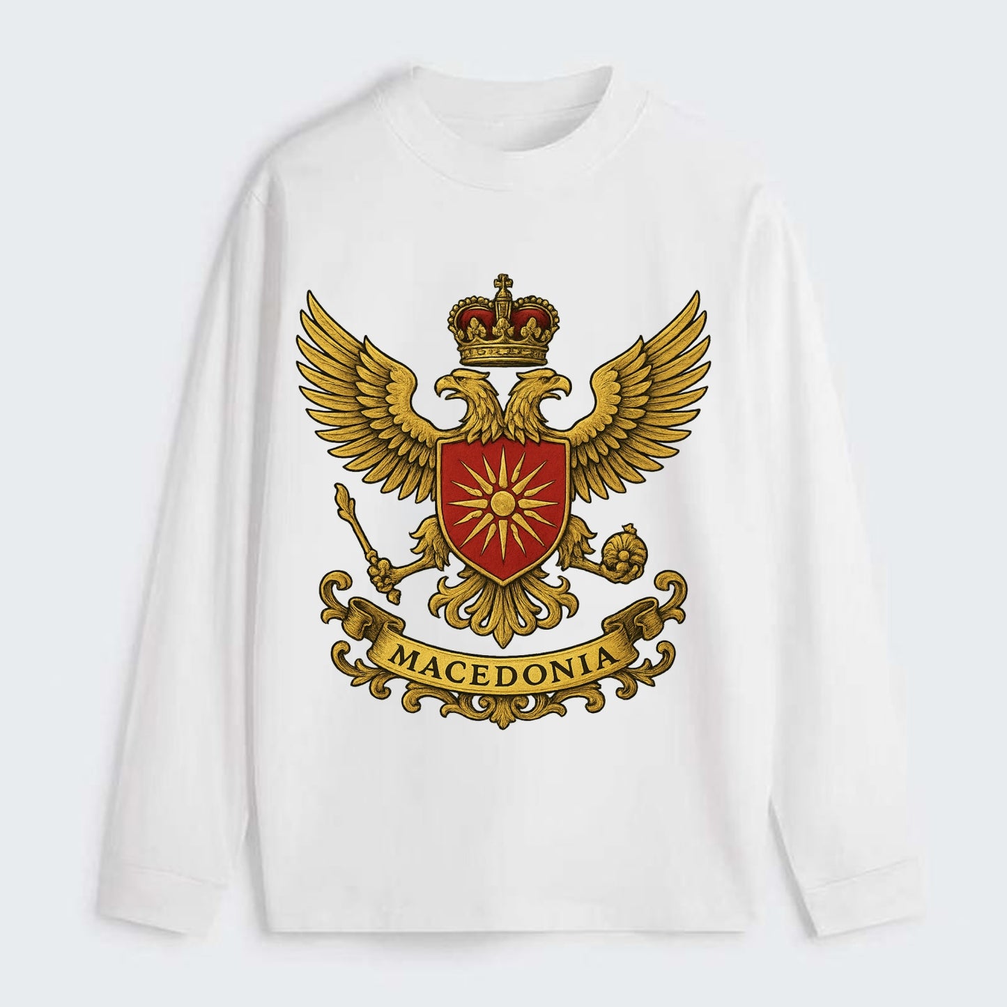 Macedonia Heritage Badge - Classic Long Sleeve Shirt - White