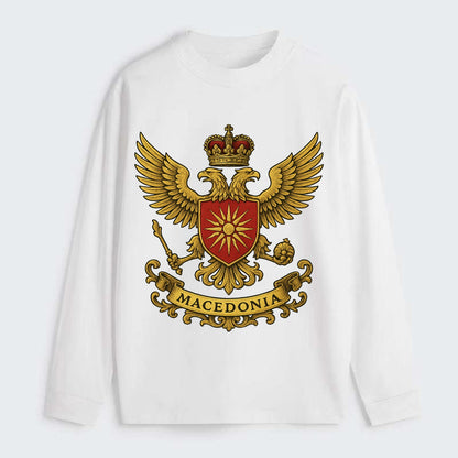 Macedonia Heritage Badge - Classic Long Sleeve Shirt - White