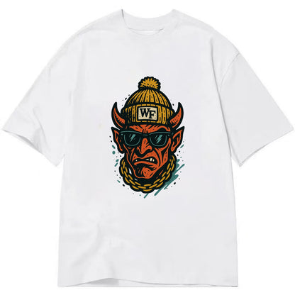 Winston-Salem Demon wearing Wake Forest beanie with WF patch - Classic T-shirt - White