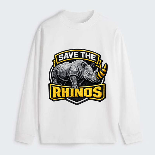 SAVE THE RHINOS - rhino silhouette in gray , horn protection - Classic Long Sleeve Shirt