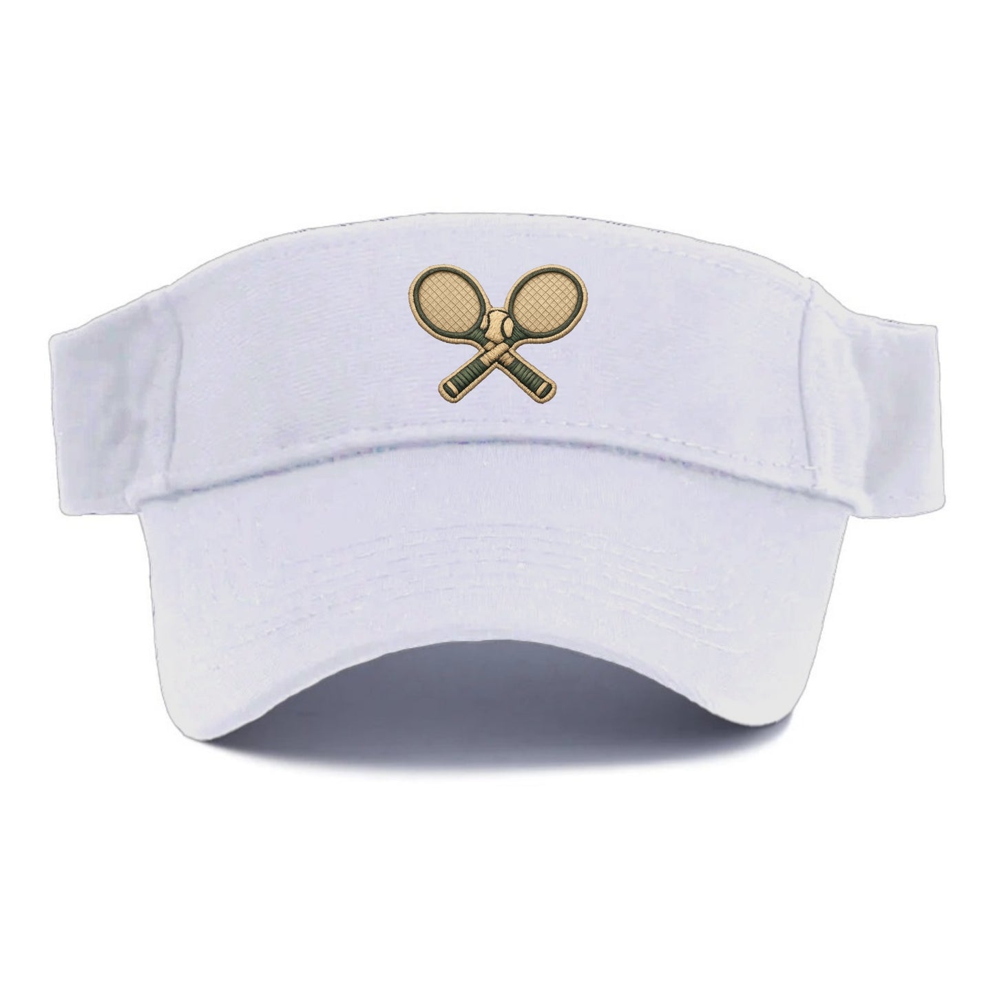Embroidered patch design - TENNIS RACKET CROSSED - tennis rackets with ball in white and - Visor - White