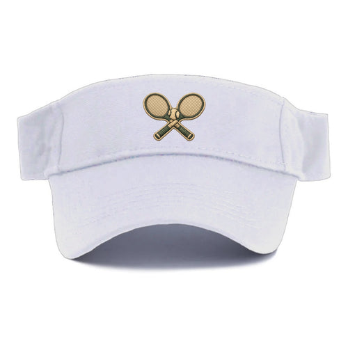 TENNIS RACKET CROSSED - tennis rackets with ball in white and - Visor