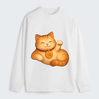 Maneki Neko Pose - Classic Long Sleeve Shirt - White