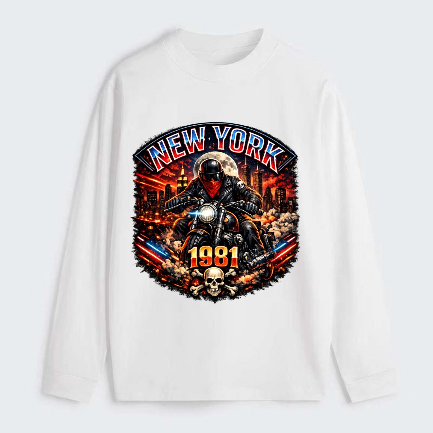 New York 1981 Biker - Classic Long Sleeve Shirt - White